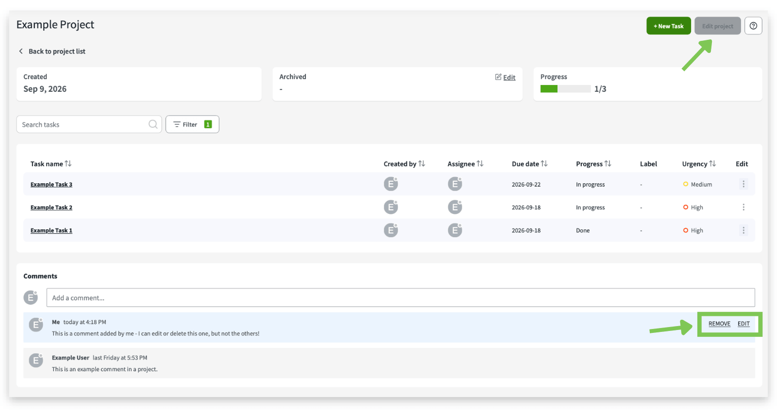DeskTime project view for others: edit button grayed out if you're not the creator, admin, owner